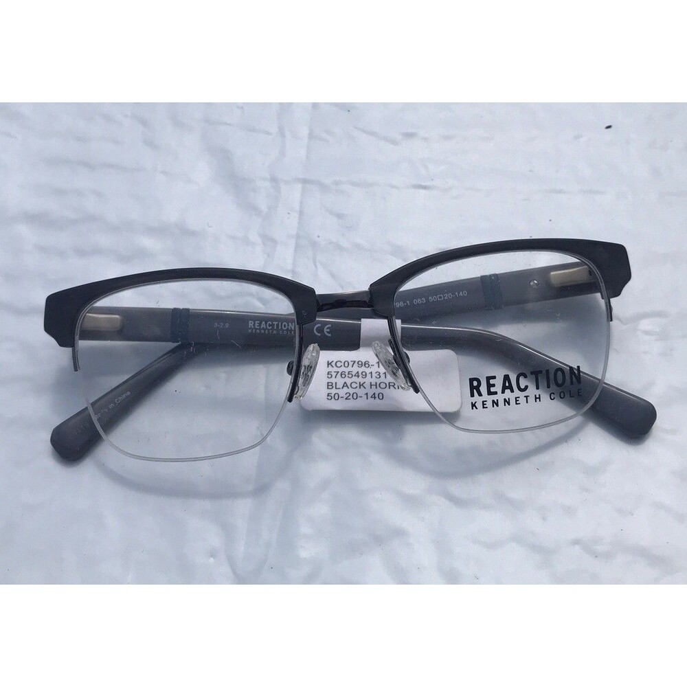 Reactions Kenneth Cole KC 0796 50/20/140 Black Horn Flex Hinge Eyeglasses